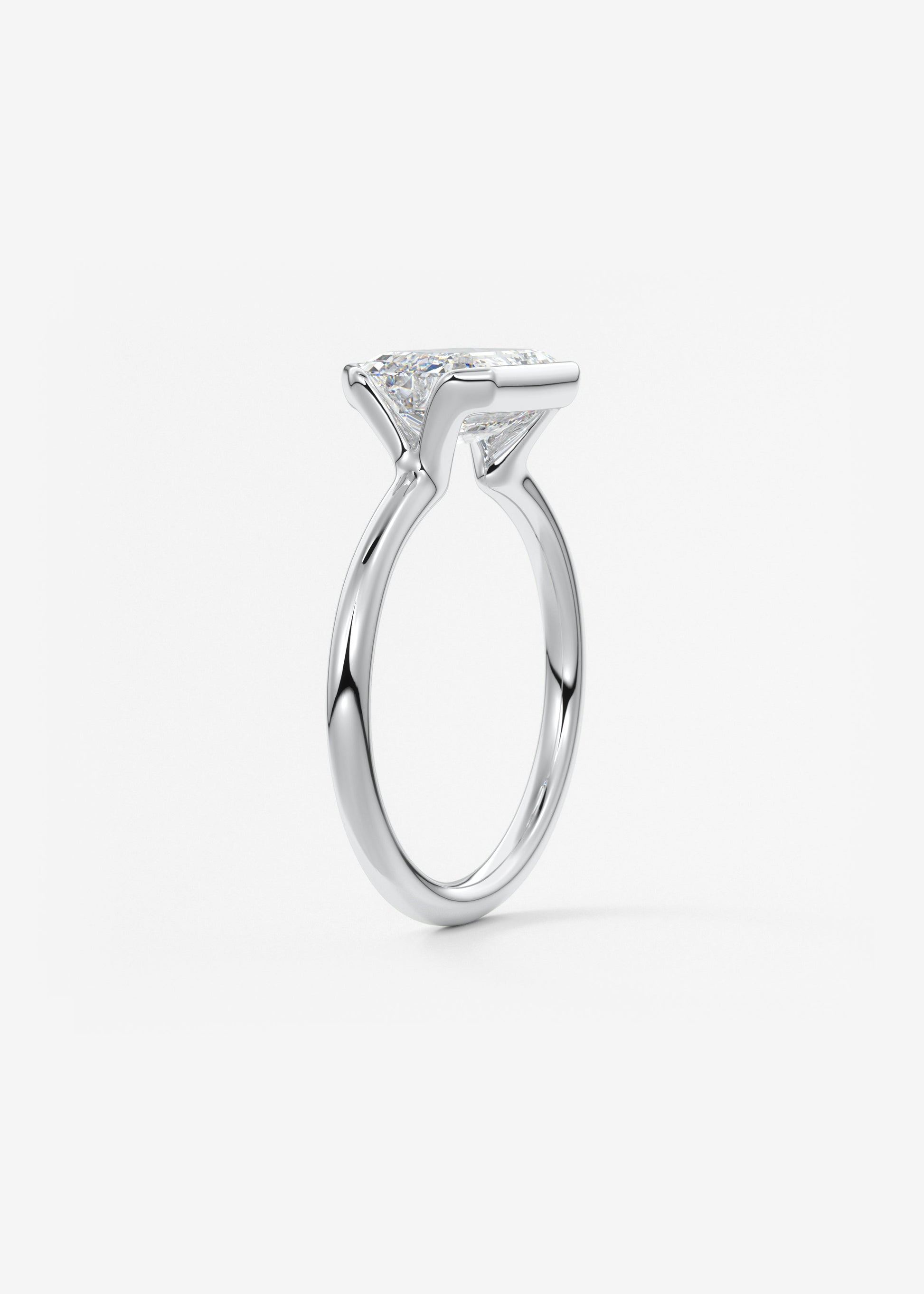 Emerald Half Bezel Lab Grown Diamond Engagement Ring