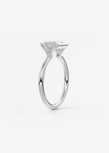 Emerald Half Bezel Lab Grown Diamond Engagement Ring