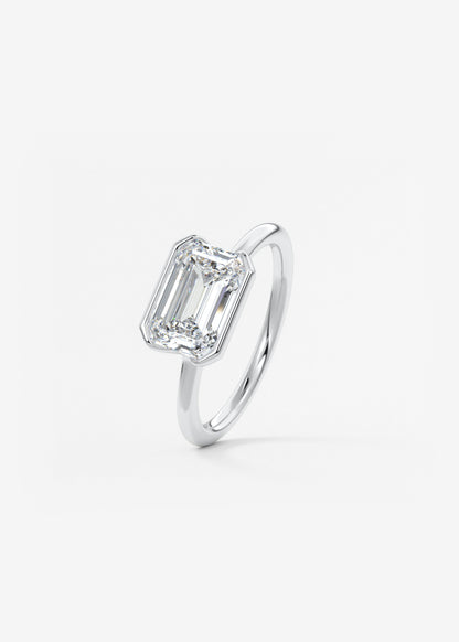 Emerald Half Bezel Lab Grown Diamond Engagement Ring