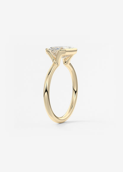 Emerald Half Bezel Lab Grown Diamond Engagement Ring