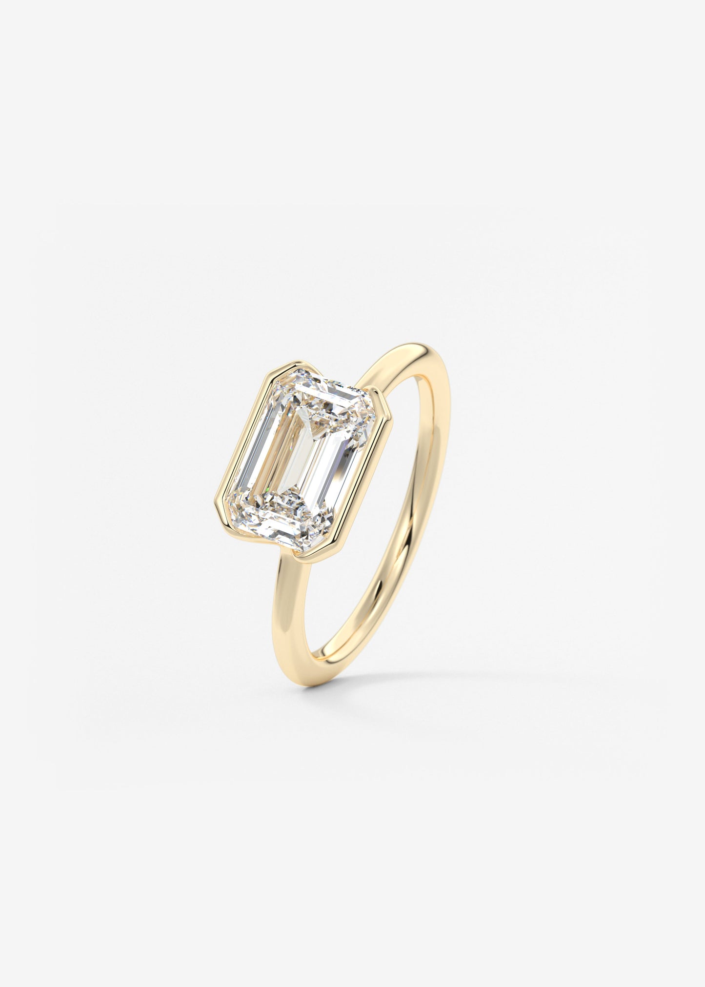 Emerald Half Bezel Lab Grown Diamond Engagement Ring
