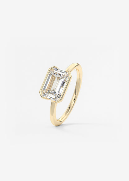 Emerald Half Bezel Lab Grown Diamond Engagement Ring