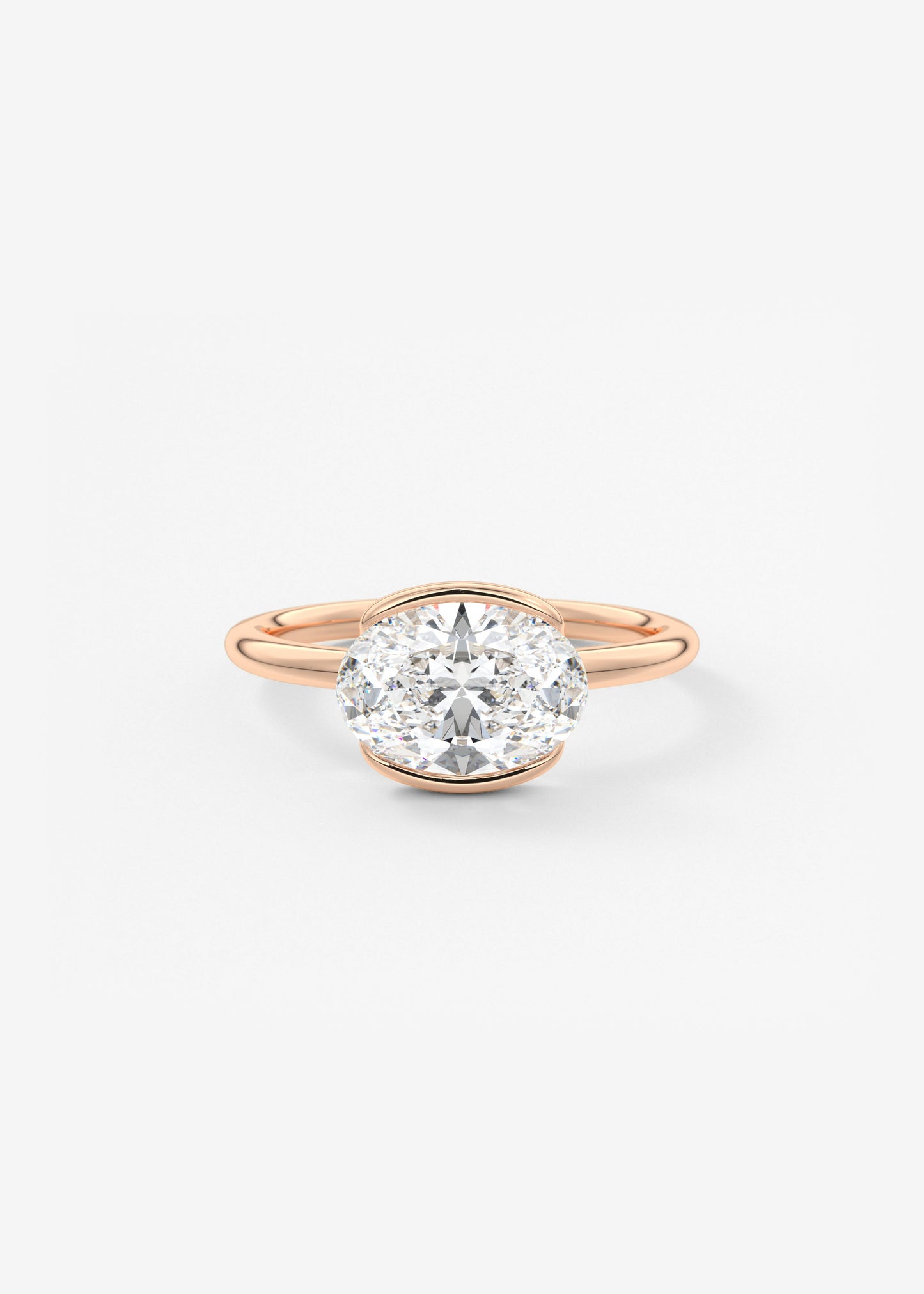 Oval Half Bezel Lab Grown Diamond Engagement Ring
