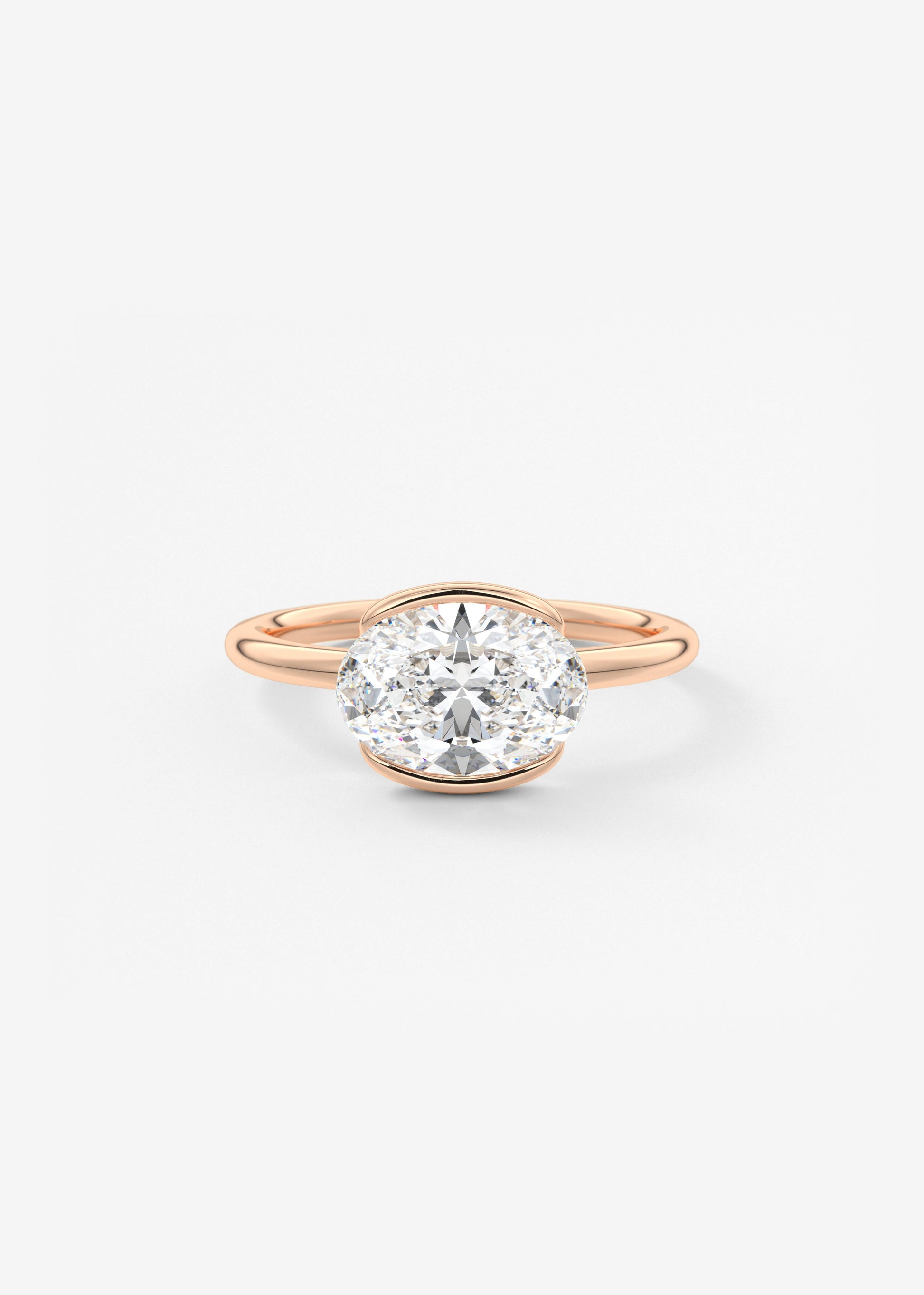 Oval Half Bezel Lab Grown Diamond Engagement Ring