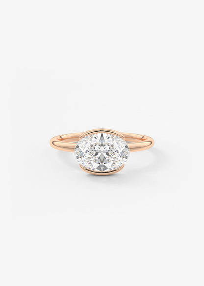 Oval Half Bezel Lab Grown Diamond Engagement Ring