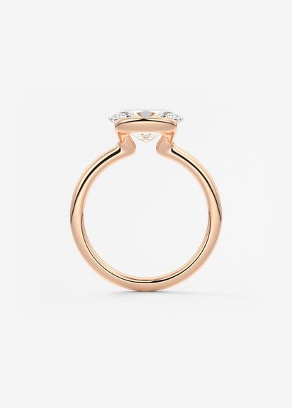 Oval Half Bezel Lab Grown Diamond Engagement Ring