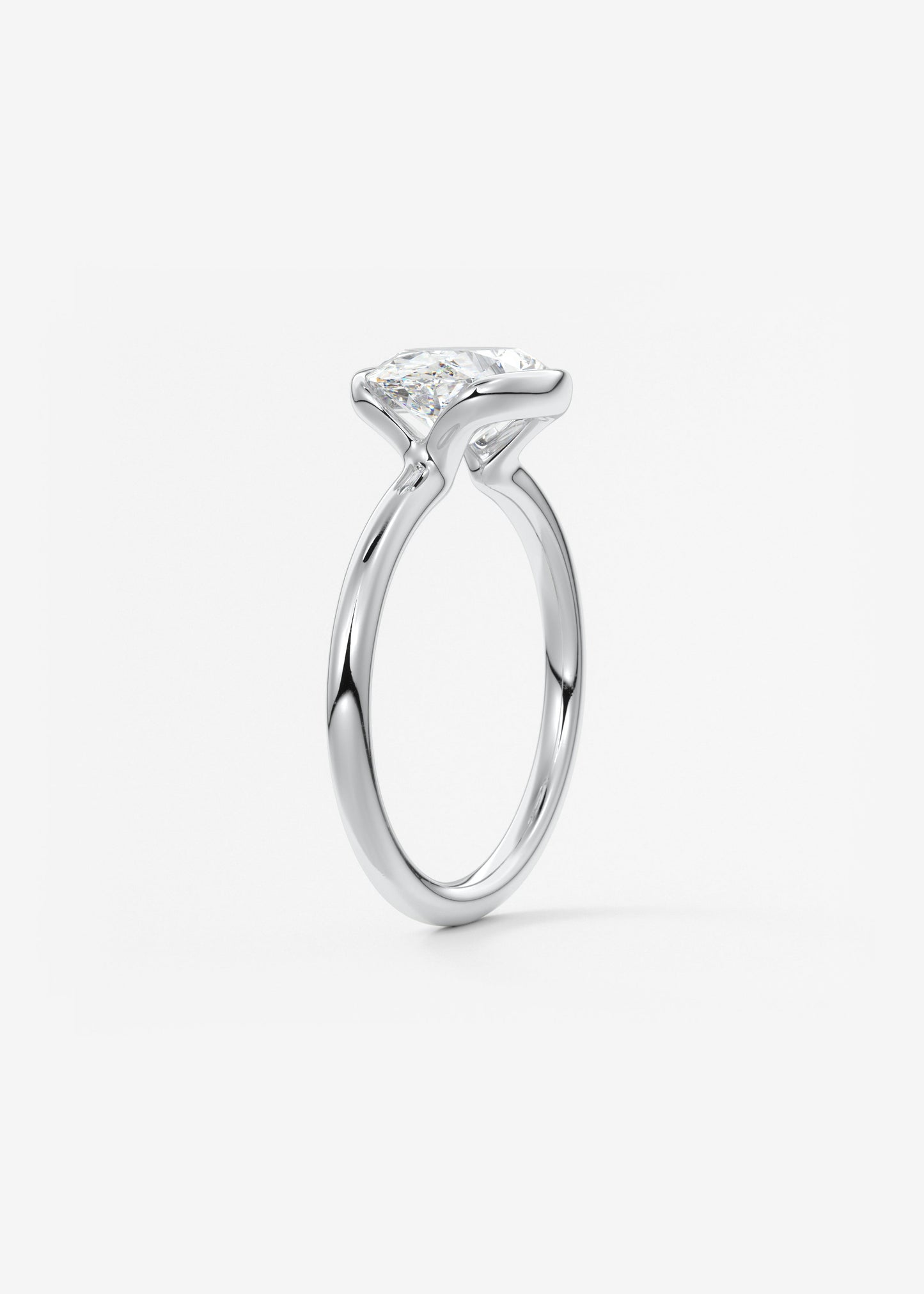 Oval Half Bezel Lab Grown Diamond Engagement Ring