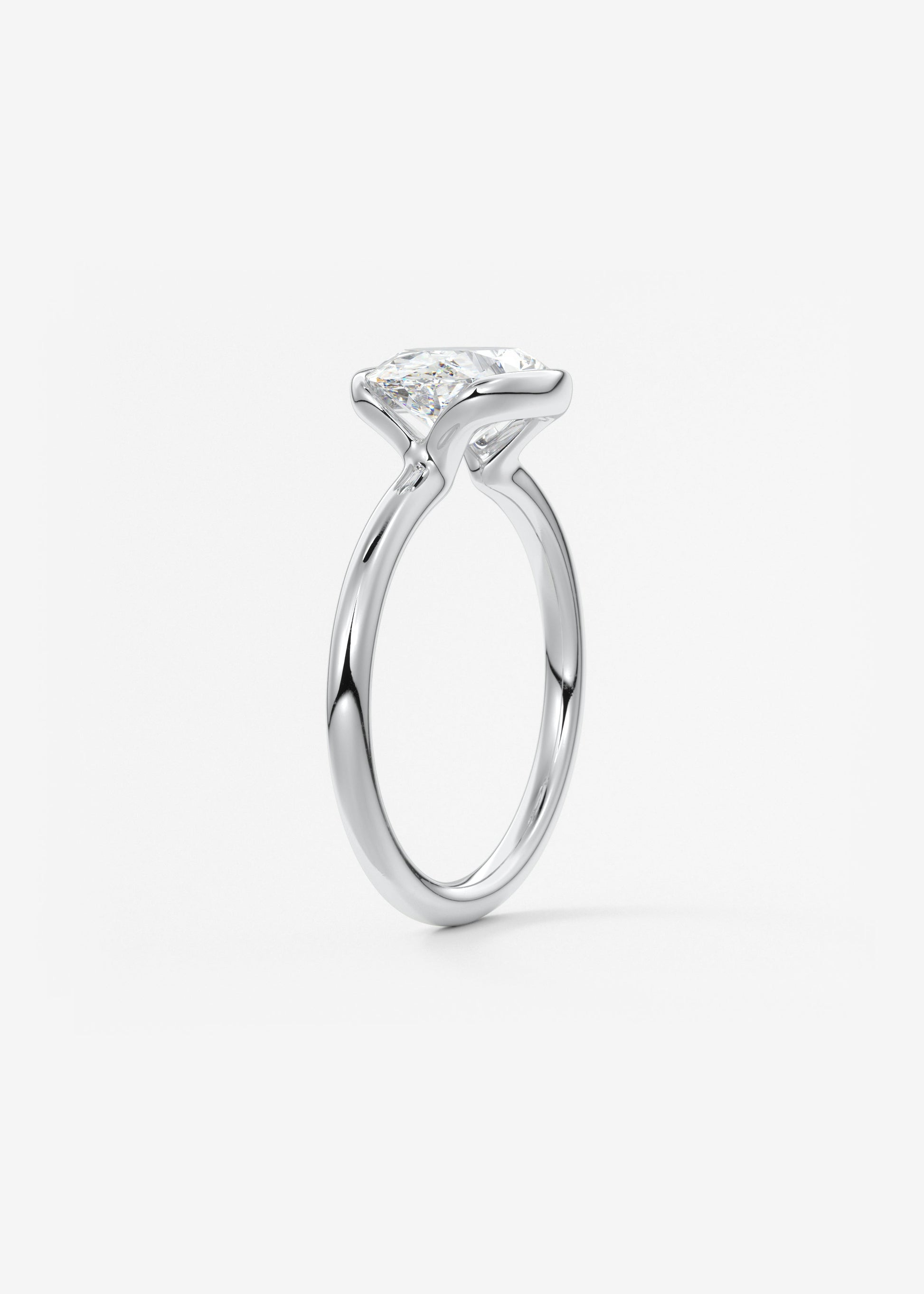 Oval Half Bezel Lab Grown Diamond Engagement Ring