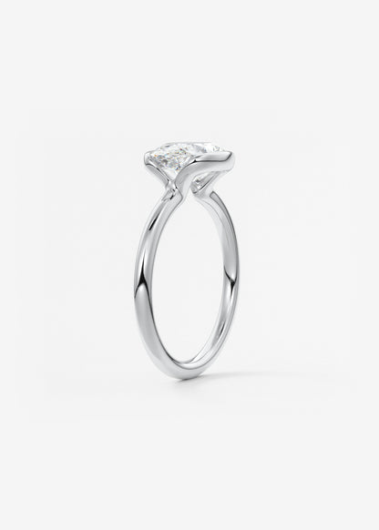Oval Half Bezel Lab Grown Diamond Engagement Ring