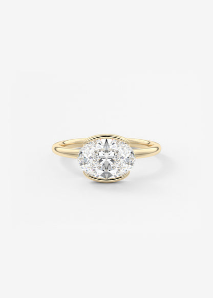 Oval Half Bezel Lab Grown Diamond Engagement Ring