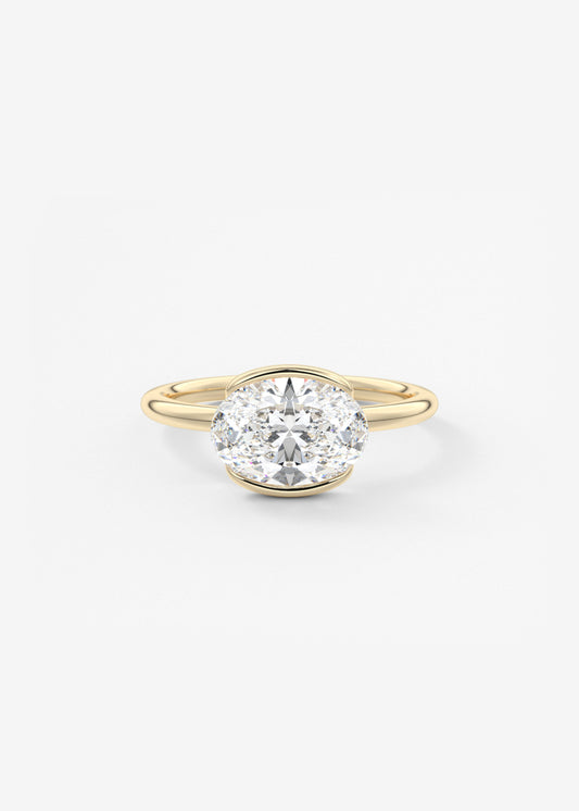Oval Half Bezel Lab Grown Diamond Engagement Ring