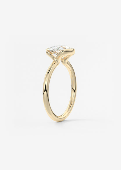 Oval Half Bezel Lab Grown Diamond Engagement Ring