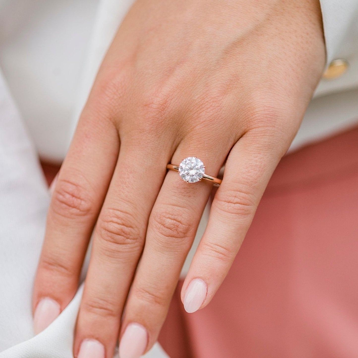 Round Solitaire Lab Grown Diamond Engagement Ring