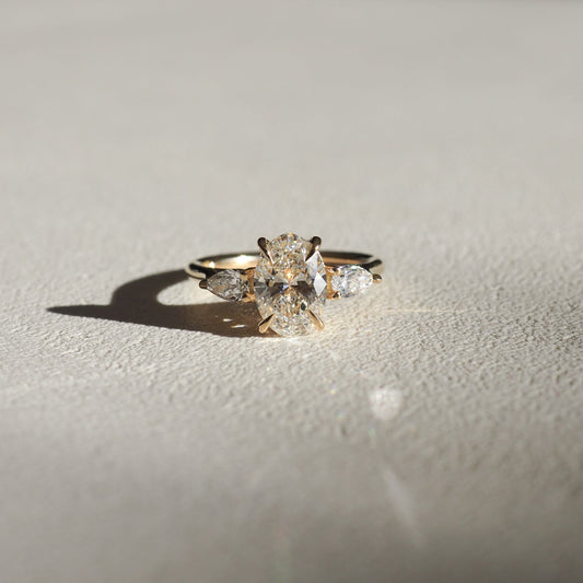 Stunning 1.30 CT Oval Moissanite Engagement Ring with Three Stone Design 1