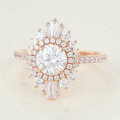 Round Cluster Lab-Grown Diamond Engagement Ring
