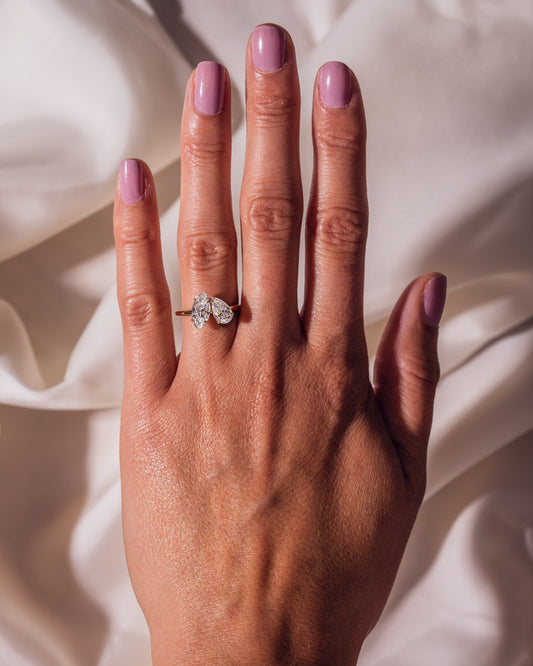 2.50 CT Marquise & Pear Cut Two Stone Lab Grown Diamond Engagement Ring
