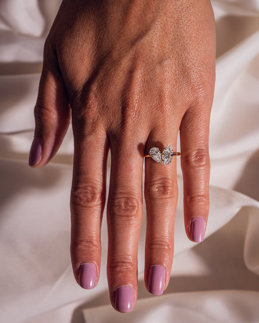 2.50 CT Marquise & Pear Cut Two Stone Lab Grown Diamond Engagement Ring