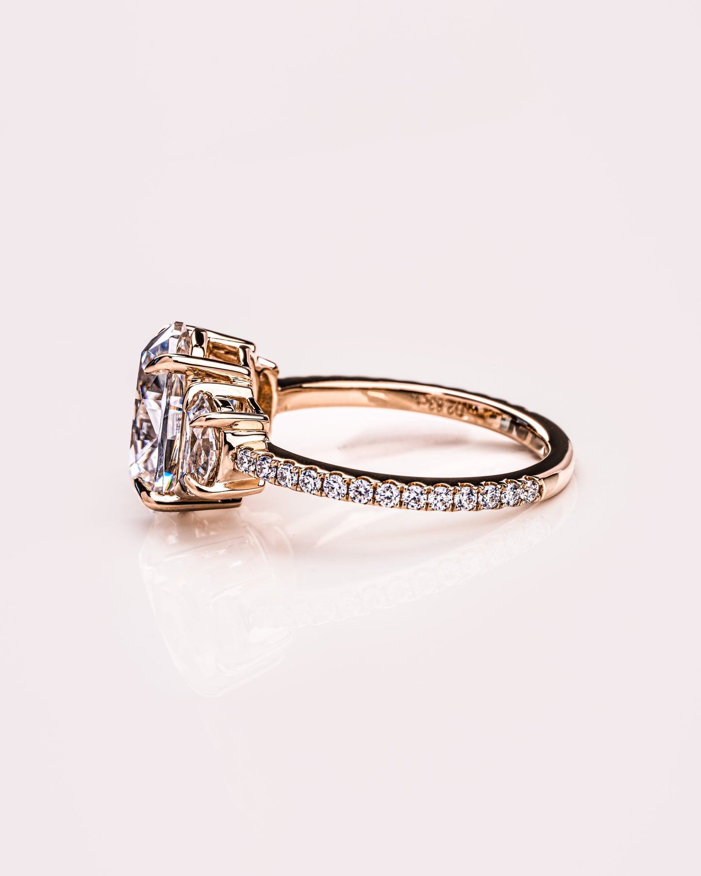 2.3 CT Oval Three Stone Pave Lab Grown Diamond Engagement Ring