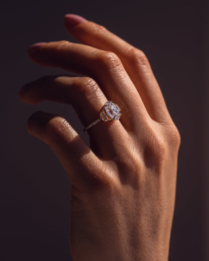 2.3 CT Oval Three Stone Pave Lab Grown Diamond Engagement Ring