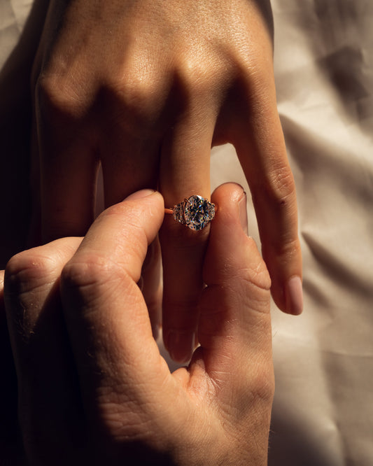 3.0 CT Oval Three Stone Lab Grown Diamond Engagement Ring