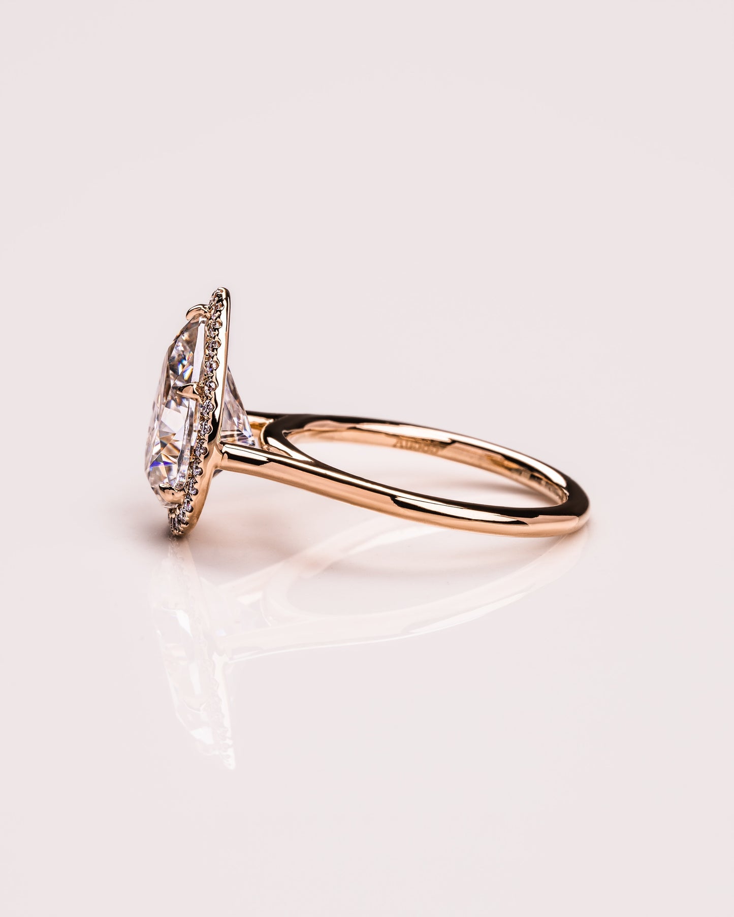 3.09 CT Pear Cut Halo Lab Grown Diamond Engagement Ring