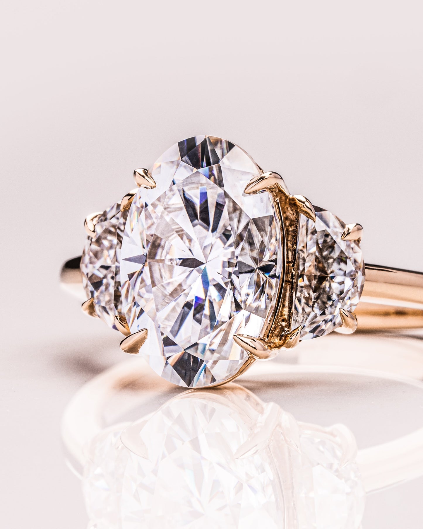 4.0 CT Oval Cut Three Stone Lab Grown Diamond Engagement Ring