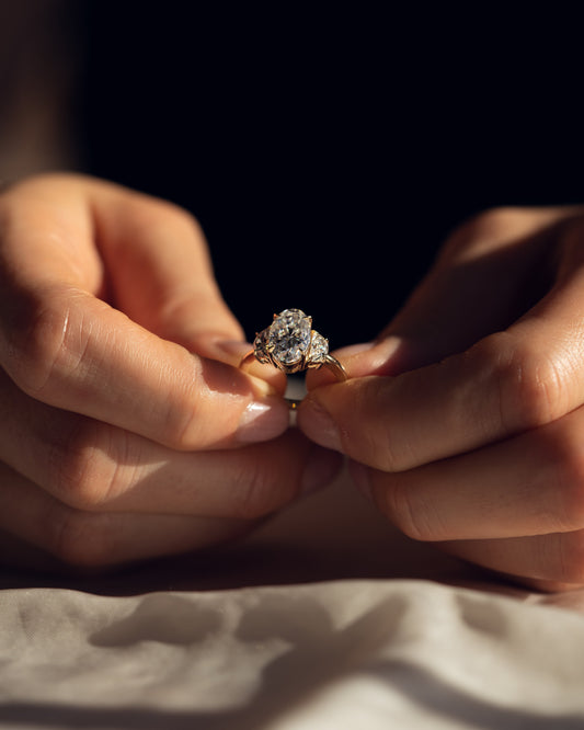 4.0 CT Oval Cut Three Stone Lab Grown Diamond Engagement Ring