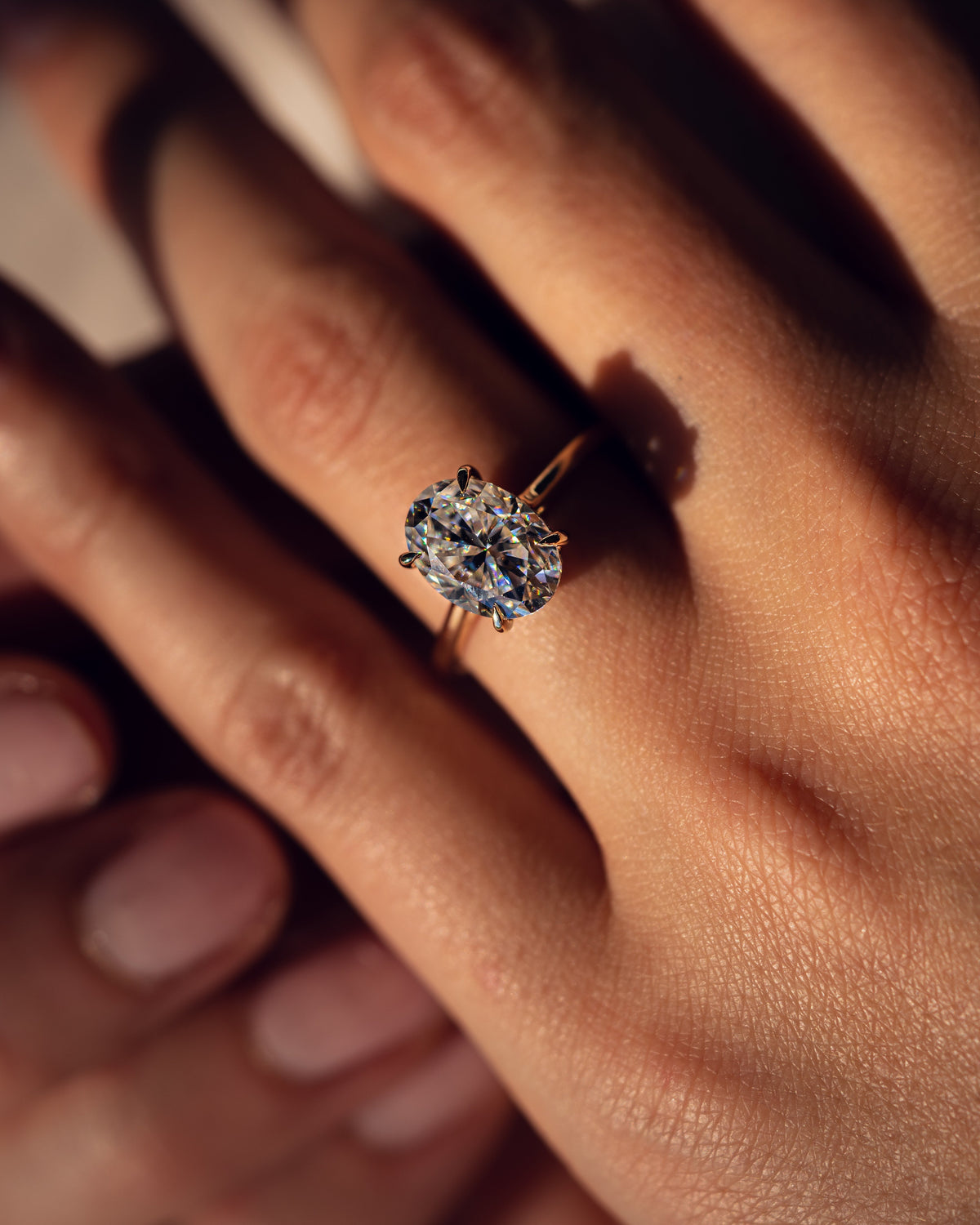 2.72 CT Oval Cut Hidden Halo Setting Moissanite Engagement Ring