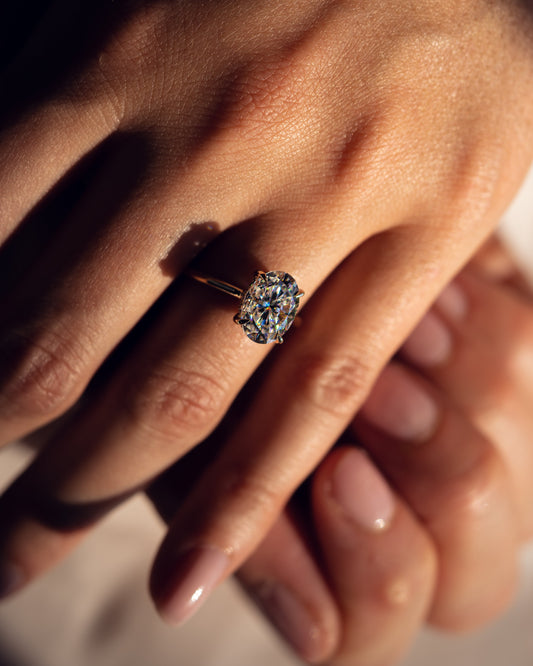 2.72 CT Oval Cut Hidden Halo Setting Lab Grown Diamond Engagement Ring