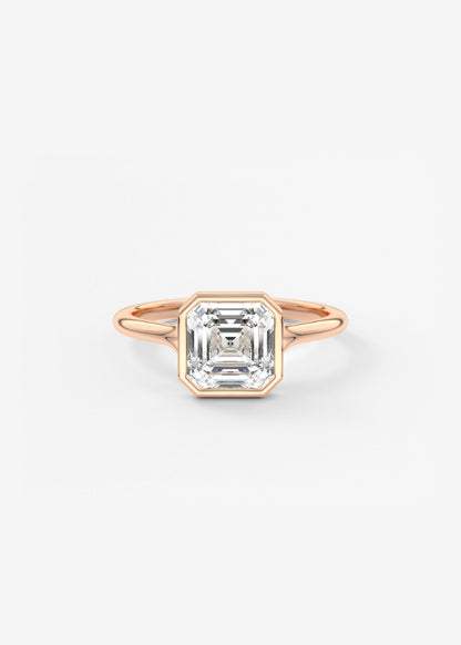 Asscher Bezel Split Shank Lab Grown Diamond Engagement Ring