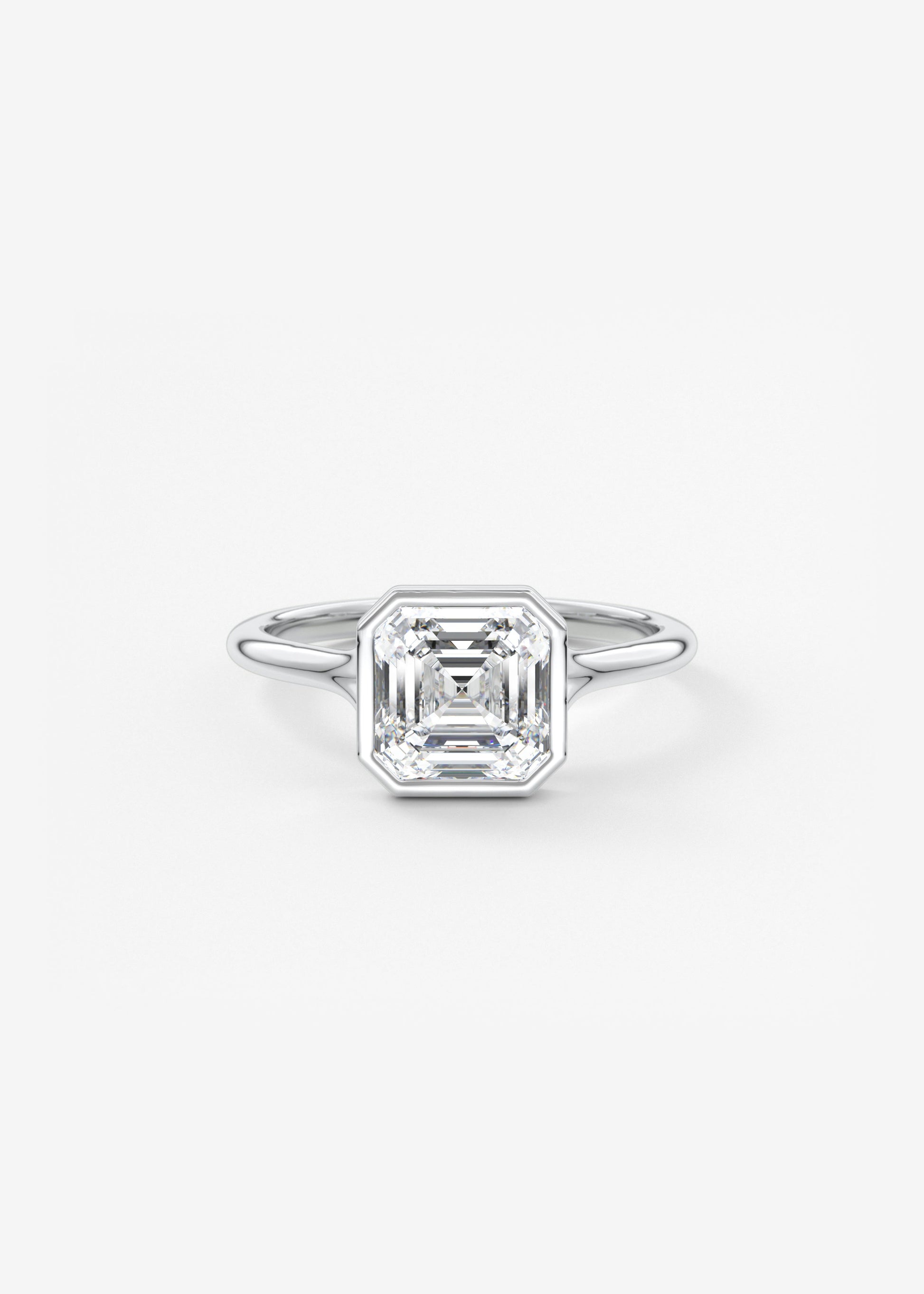 Asscher Bezel Split Shank Lab Grown Diamond Engagement Ring