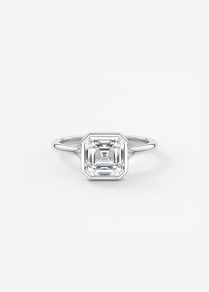 Asscher Bezel Split Shank Lab Grown Diamond Engagement Ring
