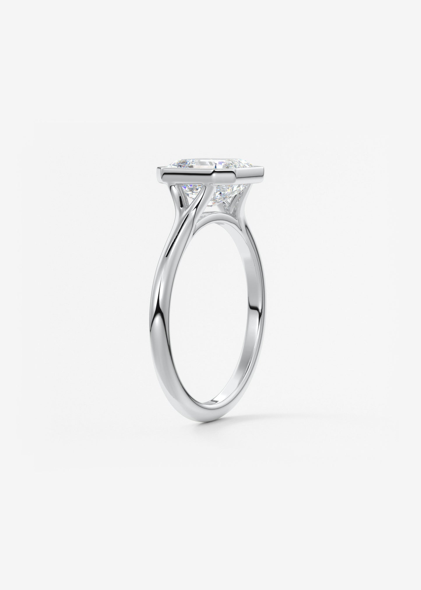 Asscher Bezel Split Shank Lab Grown Diamond Engagement Ring
