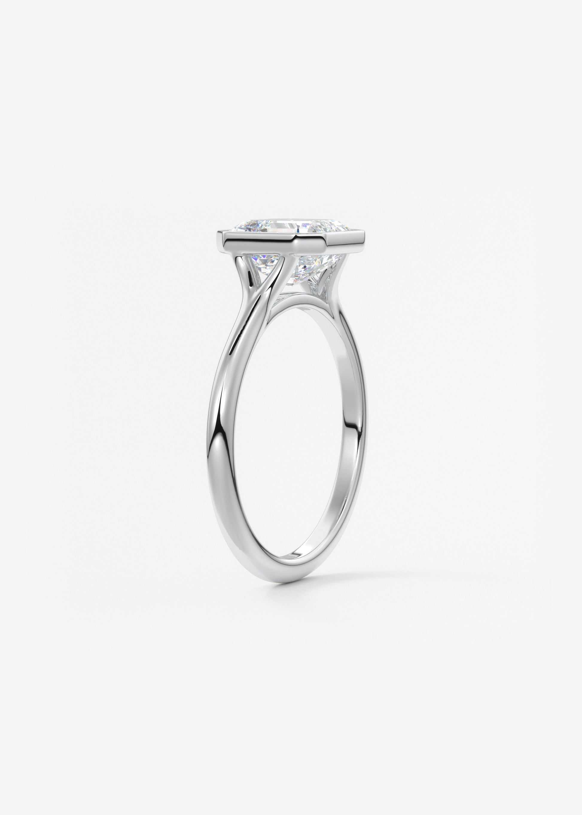 Asscher Bezel Split Shank Lab Grown Diamond Engagement Ring