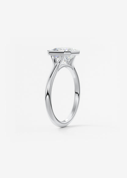 Asscher Bezel Split Shank Lab Grown Diamond Engagement Ring