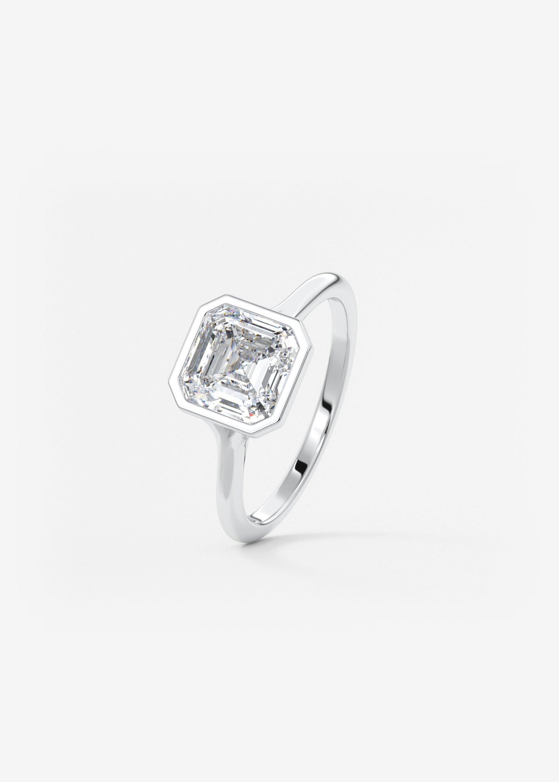 Asscher Bezel Split Shank Lab Grown Diamond Engagement Ring