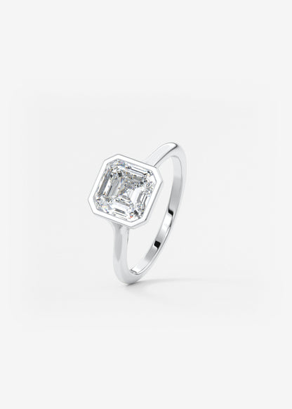 Asscher Bezel Split Shank Lab Grown Diamond Engagement Ring