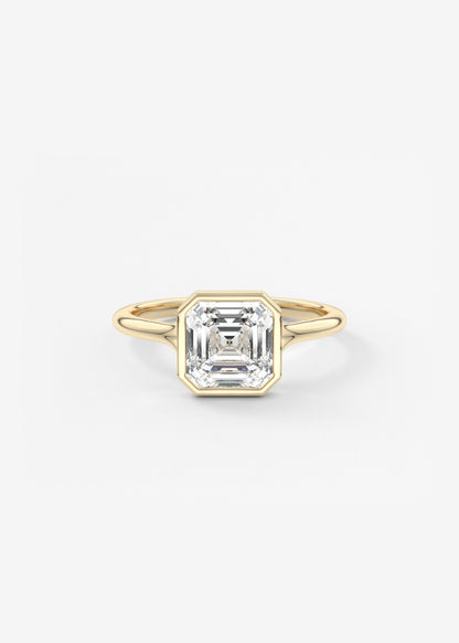 Asscher Bezel Split Shank Lab Grown Diamond Engagement Ring