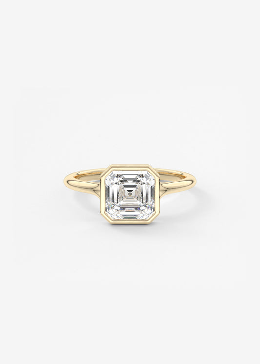 Asscher Bezel Split Shank Lab Grown Diamond Engagement Ring