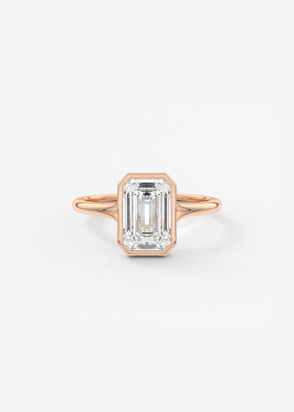 Emerald Bezel Lab Grown Diamond Engagement Ring