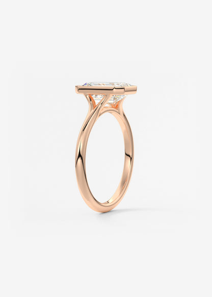 Emerald Bezel Lab Grown Diamond Engagement Ring