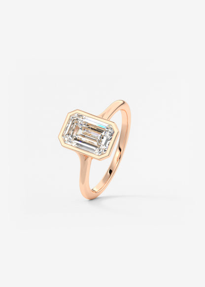 Emerald Bezel Lab Grown Diamond Engagement Ring