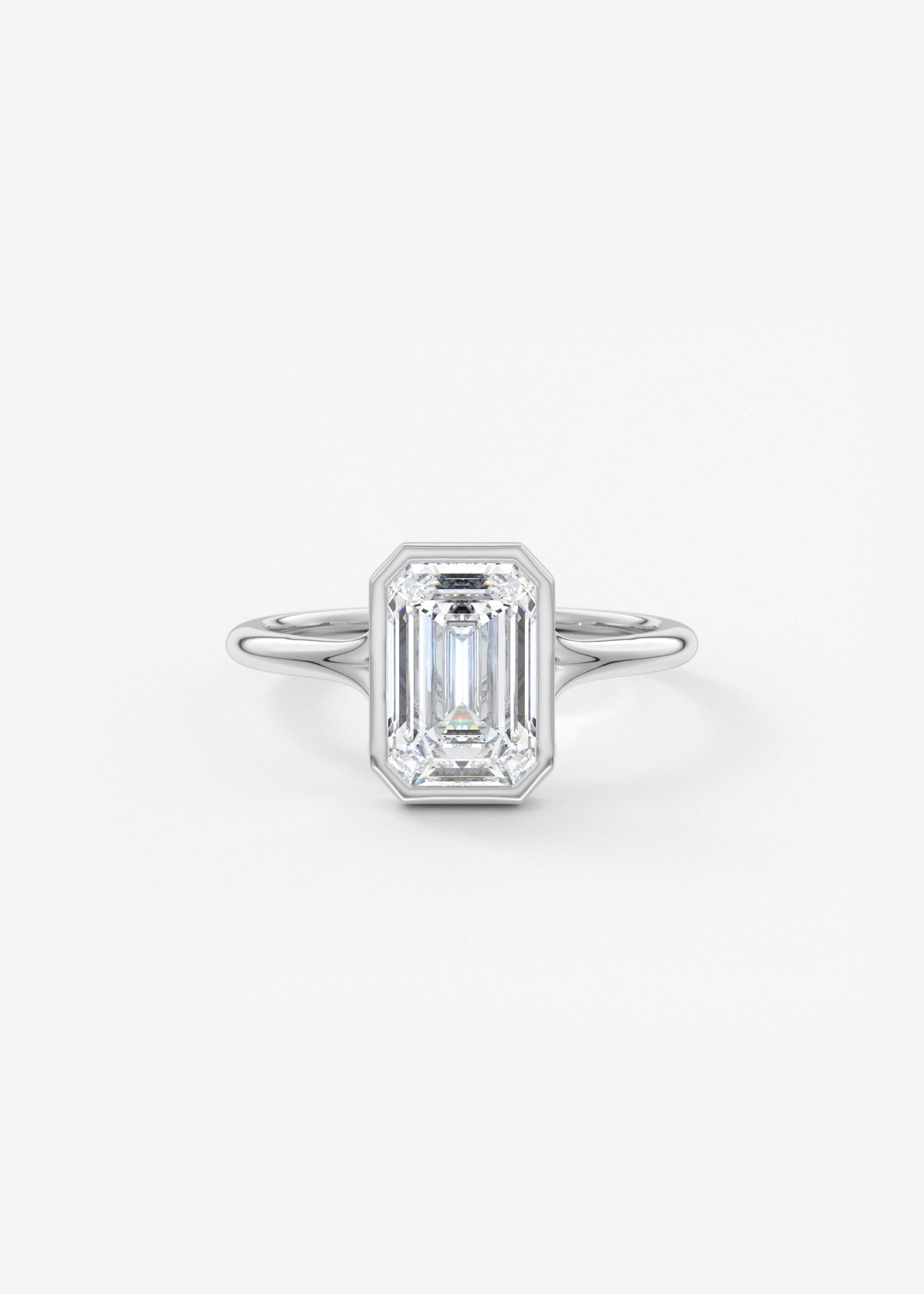 Emerald Bezel Lab Grown Diamond Engagement Ring
