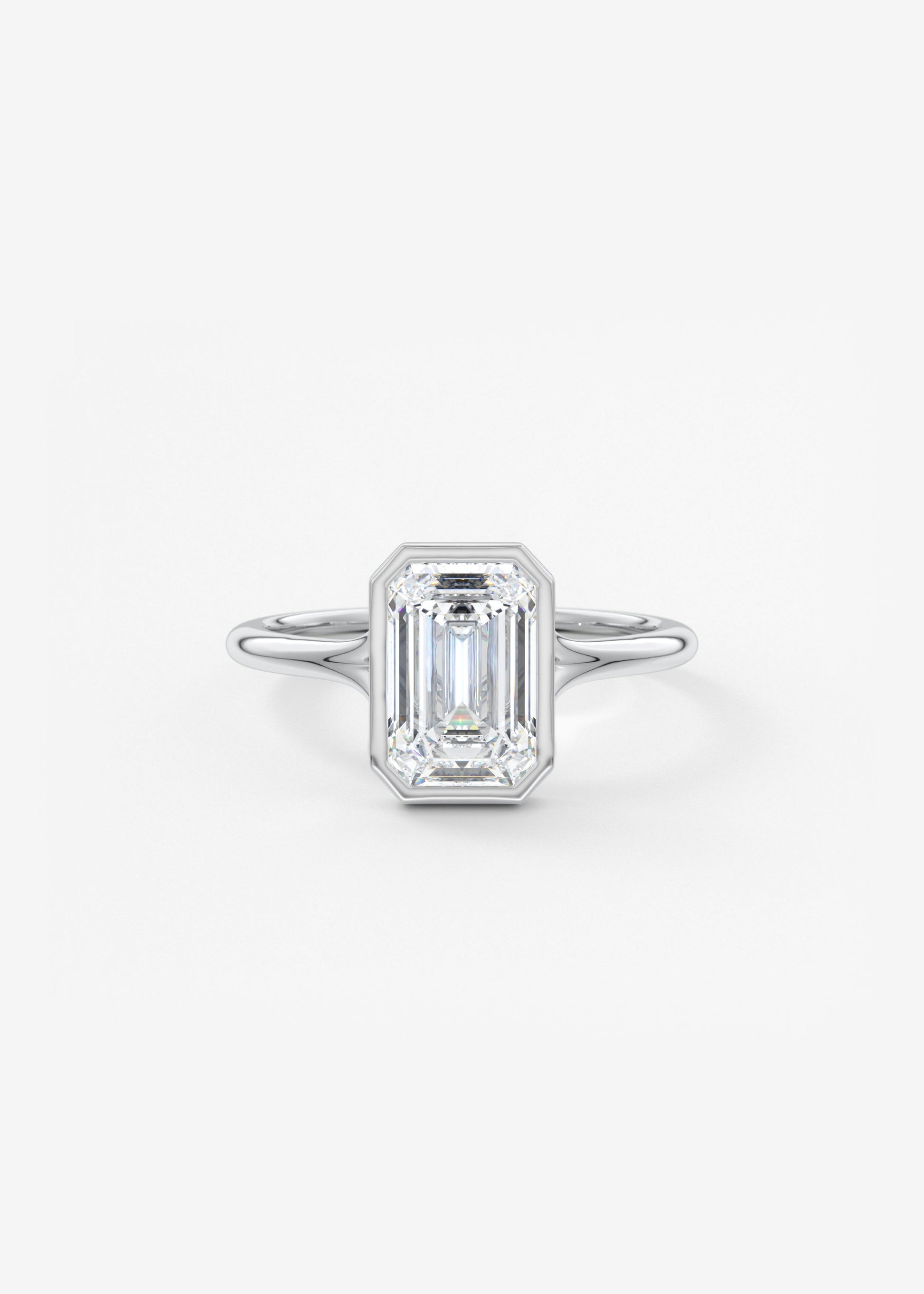 Emerald Bezel Lab Grown Diamond Engagement Ring