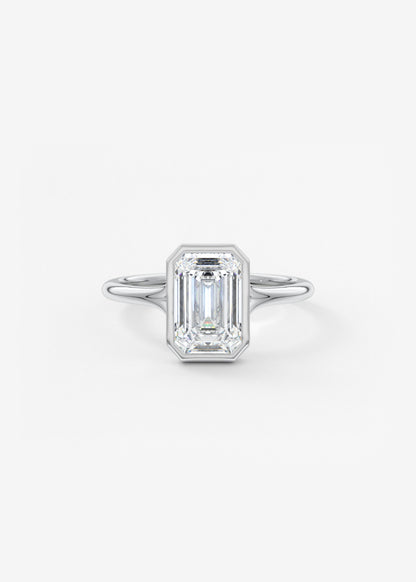 Emerald Bezel Lab Grown Diamond Engagement Ring