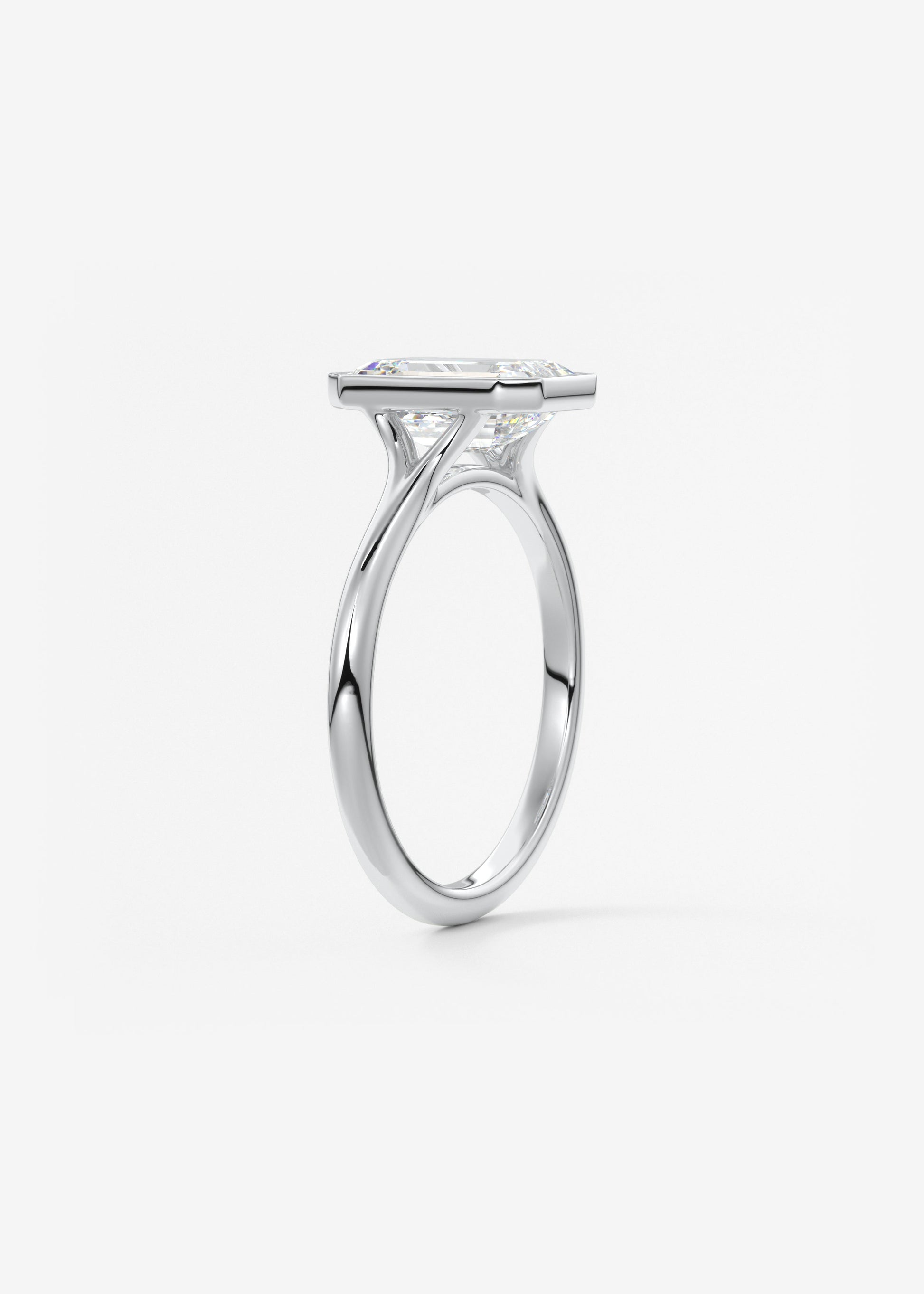 Emerald Bezel Lab Grown Diamond Engagement Ring