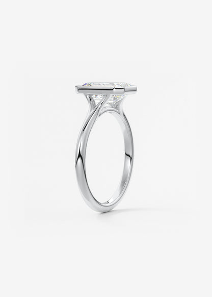 Emerald Bezel Lab Grown Diamond Engagement Ring