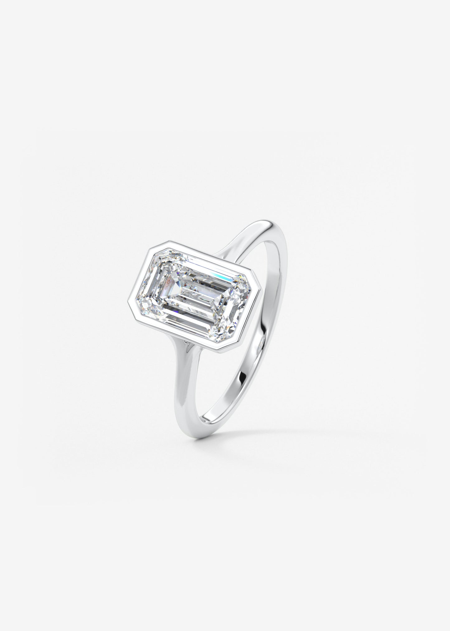 Emerald Bezel Lab Grown Diamond Engagement Ring