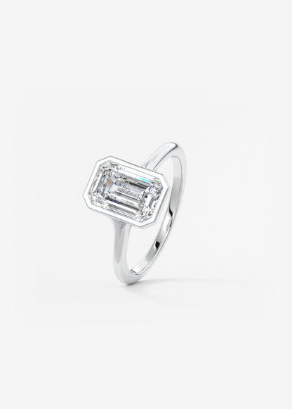 Emerald Bezel Lab Grown Diamond Engagement Ring