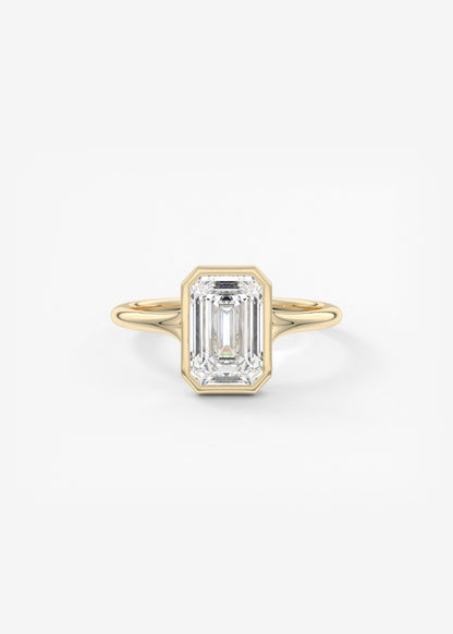 Emerald Bezel Lab Grown Diamond Engagement Ring